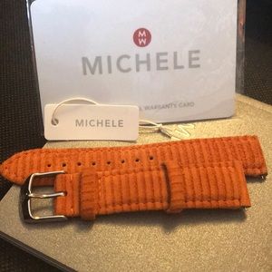 New Michele Corduroy leather Orange Rusty band